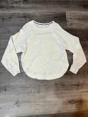 PILCRO BY ANTHROPOLOGIE Ruffled Raglan Thermal Top in Antique thumbnail 4