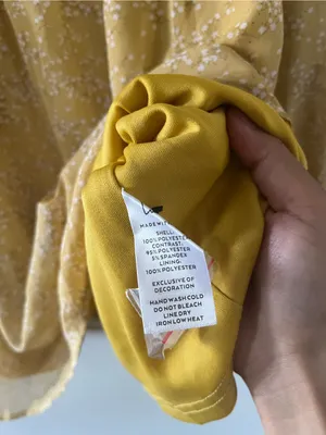 NWT Lulus Mustard Yellow Floral Ruffle Mini Dress Medium Cottagecore Romantic thumbnail 6