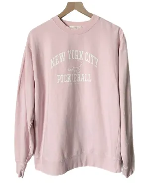 LoveShackFancy x First Port NYC Pickleball Graphic Sweatshirt Pink Size Large thumbnail 1