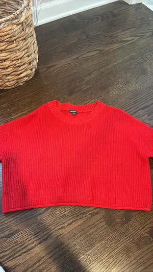 Wild Fable Red Cropped Sweater Knit thumbnail 5