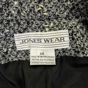 Vtg JONES WEAR Women's Blazer 14 Black White Tweed Collar Button‎ Front Jacket thumbnail 7