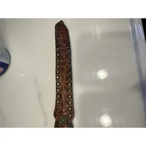 Women's Medium Leather & Brass Belt 30” Total Length Braided Fabric Western Boho thumbnail 7