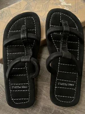 Free People Black Suede Double-Ring Slide Sandals thumbnail 3