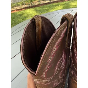 Justin Boots Gypsy Women’s Western Cowgirl Boots Brown Pink Stitching L9903 Size 7B thumbnail 11