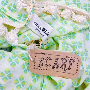 NWT Natural Life Green Blue Abstract Fringe Bohemian Infinity Scarf thumbnail 9