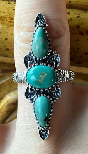 Royston Turquoise Sterling Silver Ring Size 6 thumbnail 1