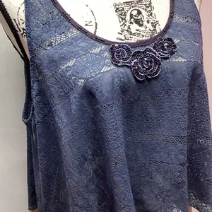 Free People cropped Retro Boho lace tank Blue. Size XS thumbnail 13