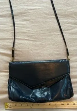 Vintage Navy Blue Envelope Crossbody Bag Faux Leather Asymmetric Flap Purse thumbnail 1