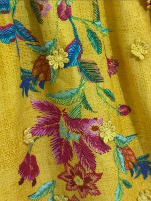 Farm Rio Boho Floral Dream Yellow Smocked Midi Dress - Sz Small thumbnail 8