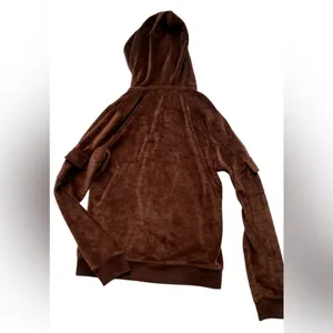BCBGMaxAzria Brown Boxy Hoodie velour with Relaxed Fit thumbnail 2