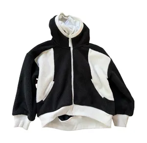 FP Movement Free People Hit The Slopes Fleece Hoodie Black‎ White Colorblock S thumbnail 1