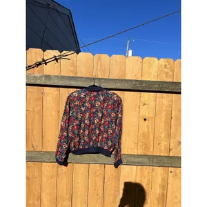 Karen Scott Vintage Floral Button Top Shirt‎ Large cottage Blue Red Winter Fall thumbnail 6
