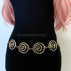 Gold Y2K Open Spiral Swirl Waist Chain Belt, Fits 19 to 41 Inches, X7GA1394 thumbnail 5