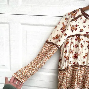NWT American Eagle Womens Shirt Floral Boho Peasant Long Sleeve Patch Small thumbnail 6