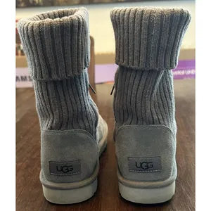 UGG Charcoal Gray Classic Knit & Suede Boots Women’s Size 8 thumbnail 4