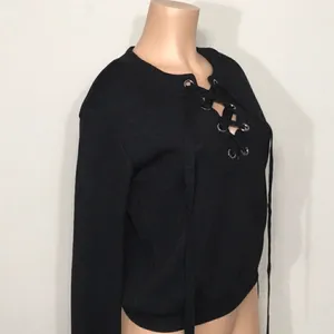 J.O.A. black lace up long sleeve sweatshirt. NWT thumbnail 7