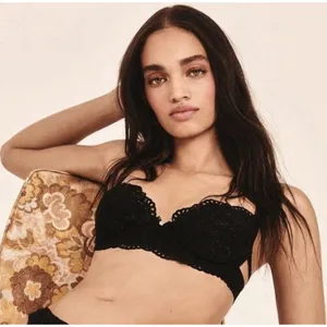 For‎ Love And Lemons Sophie Eyelet Bra Black Romantic Feminine Dainty Small thumbnail 1