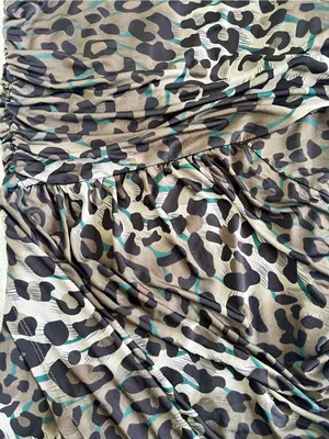 H&O Leopard Print One Shoulder Ruched Bodycon Mini Dress Size M thumbnail 3