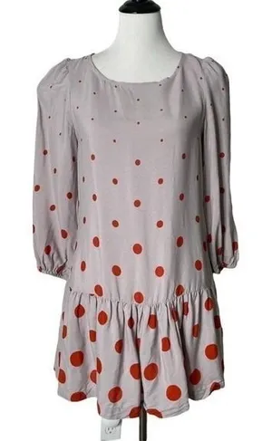 Anthropologie Retro Mod Twee Drop Waist Ruffle Hem Polka Dot Mini Dress Size 4 thumbnail 1