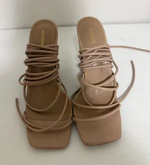 Pretty Little Thing Nude Lace Up Heels thumbnail 1