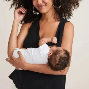 Hatch The Back In The Game‎ Nursing Tank Tencel Linen Blend in Black thumbnail 3