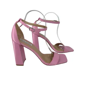 Steve Madden Tiaa Pink Leather Block Heel Square Toe Ankle Strap Sandals Sz‎ 10M thumbnail 2