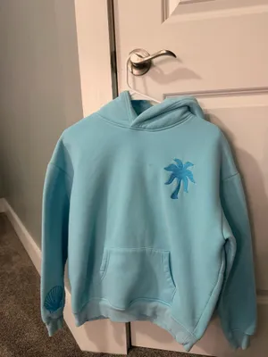 Pink Palm Puff Hoodie Blue thumbnail 3