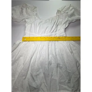 SheIn White Babydoll Mini Dress Puff Sleeve Cottagecore Milkmaid Size Medium thumbnail 4