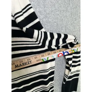 Merona Size 2 Womens Cardigan Sweater‎ Striped Long Sleeve Button Cream Black thumbnail 9
