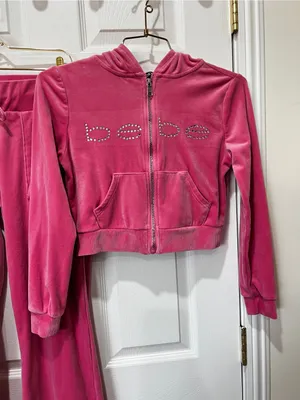 Bebe Pink Velour Tracksuit Size Small Pink Taffy Plush Zip Up Set Jacket & Pants thumbnail 7