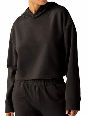 Beyond Yoga Happiness Cropped Pullover Hoodie Medium Black Sweatshirt thumbnail 1