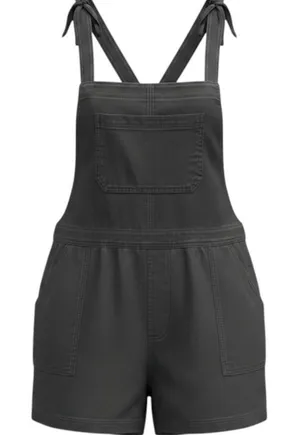 Aerie Gray Cotton Shortall Overalls Tortoise O-Ring Tie‎ Straps XL Forest Beach thumbnail 1