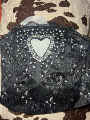 Finesse Love Hand Beaded Rhinestone Black Corset Top thumbnail 5