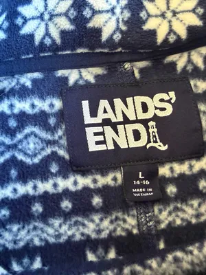 Lands' End Pullover Womens Fleece Mock Neck Large Faire Isle Snowflake Print EUC thumbnail 5