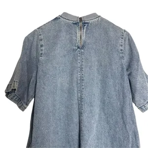 Free People Harlow Blue Denim Short Sleeve Shift A-Line Mini Dress Size XS thumbnail 8