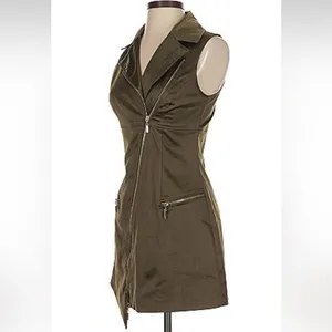 Bebe Olive Zip-Up Mini Vest Dress thumbnail 8