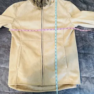 Austin Clothing Co. Tan Suede Jacket Winter Coat Small Faux Fur Lined Hooded thumbnail 7