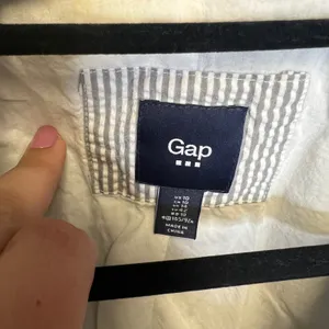 Gap Womens Grey White Seersucker Striped Cotton Blazer Jacket Size 10 thumbnail 4