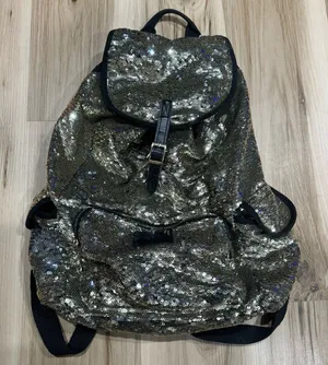 Victoria’s Secret PINK Gold Sequin Drawstring Backpack Large thumbnail 1