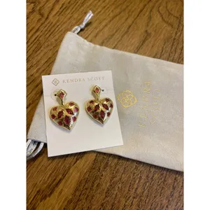 Kendra Scott Holland Gold Heart Drop Earrings Pink Crystal 9608875080 thumbnail 2