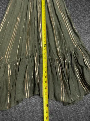Luxology Olive Green Metallic Stripe Midi Dress thumbnail 7