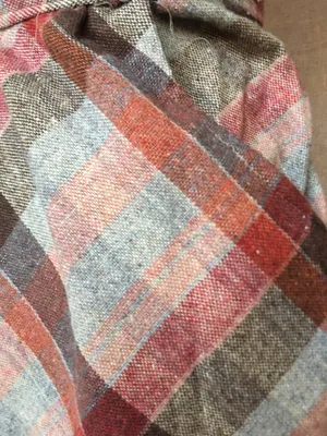 Vintage 70s Wool Diagonal Plaid Check Earth Tone Brown Red Tan A Line Midi Skirt thumbnail 4