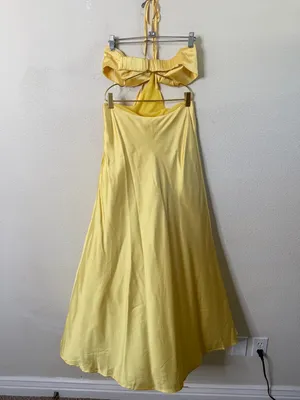 NWT Beginning Boutique Lili Yellow Satin Strapless Maxi Dress Womens Size 4‎ thumbnail 12