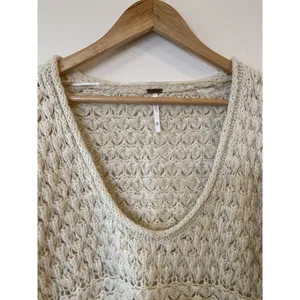 Free People Chunky Knit Boho Sweater Crotchet Soft Thick Oversized Size Small XS thumbnail 3