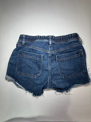 American Eagle Outfitters Distressed Folded Hem Denim Shorts - Dark Blue thumbnail 5
