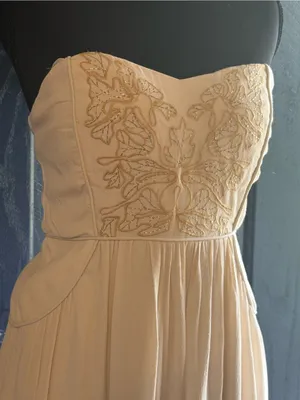 MM Couture by miss me Strapless Embroidered Cream Dress size M thumbnail 2