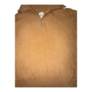 Aerie CozyUp Waffle Knit Quarter Zip Sweater Cappuccino Brown Medium Oversized thumbnail 2