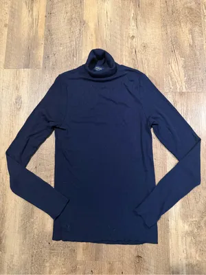 Polo by Ralph Lauren Navy Rib Long Sleeve Turtleneck Top Large thumbnail 2
