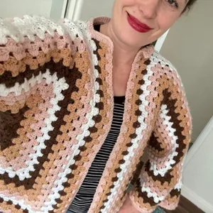 Crocheted blanket jacket one size fits most Pink Size L thumbnail 1