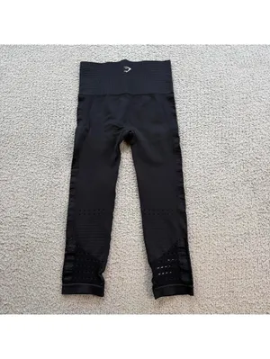 Gymshark Leggings Womens XS Black Seamless High Waisted Cropped Athletic Workout thumbnail 4